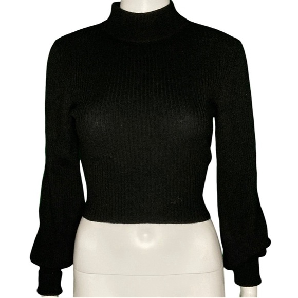 Reformation Osteria Open Tie Back Black Ribbed Cashmere Sweater - Sz XS - Picture 3 of 8